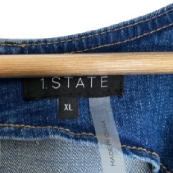 1. State Scoop Neck sleeveless denim Fit & Flare Dress XLarge - Picture 3 of 5